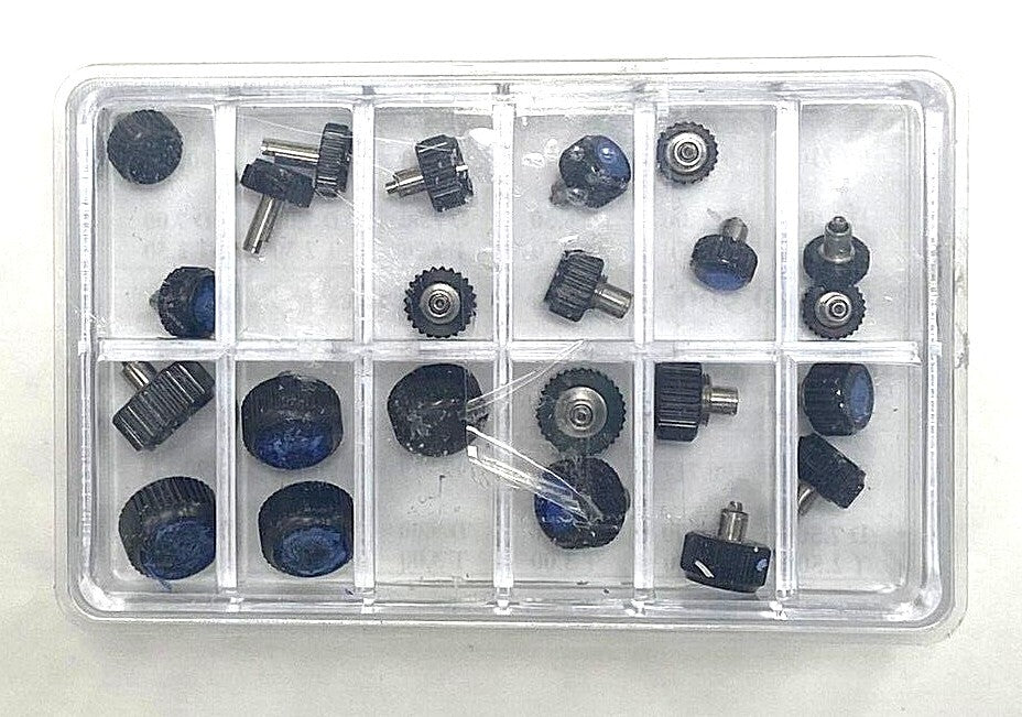 Watch Screw Crowns for Heavy Duty BLACK, Assortment of 24Pcs. HIGH QUALITY