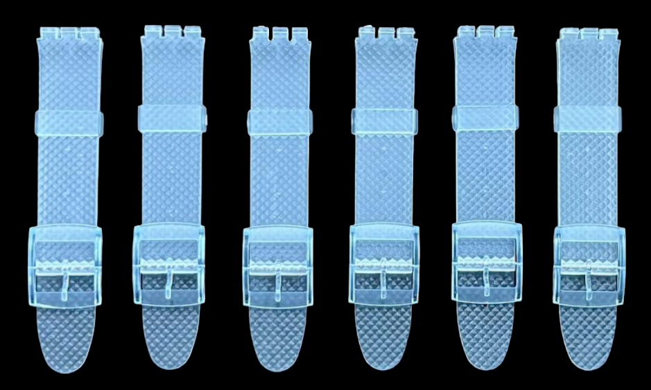 Swatch Replacement Plastic PVC Watch Band Diamond Textured without Pins 17mm