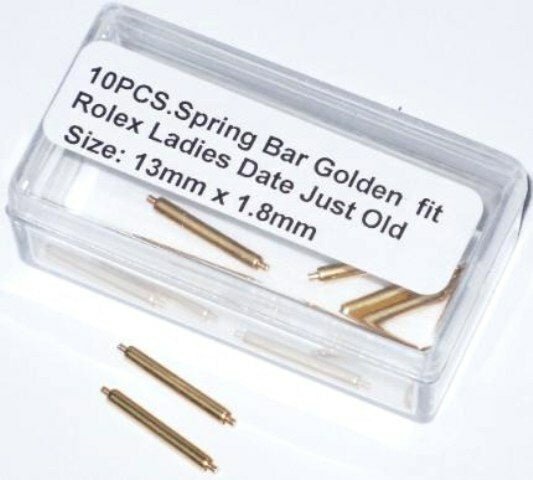 10Pcs. Spring Bars Gold ROLEX Date Just Old Length 13mm, Thick 1.8mm Rolex Part - Universal Jewelers & Watch Tools Inc.