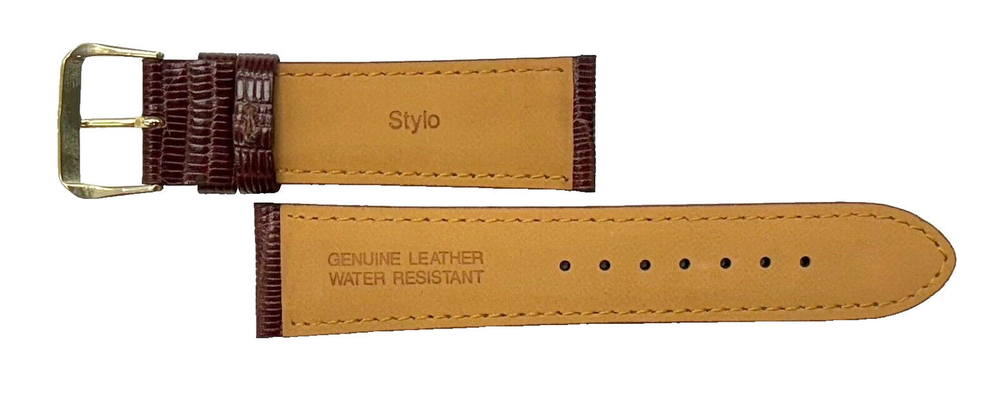 Best Quality WATCH BAND BROWN GENUINE LEATHER LIZARD GRAIN 22MM R (lot of 6)
