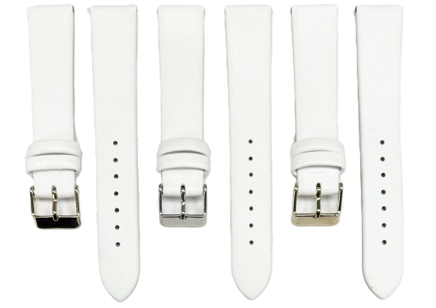 12-26mm Italian Genuine Leather Plain Classic White Watch Band with No Stitching