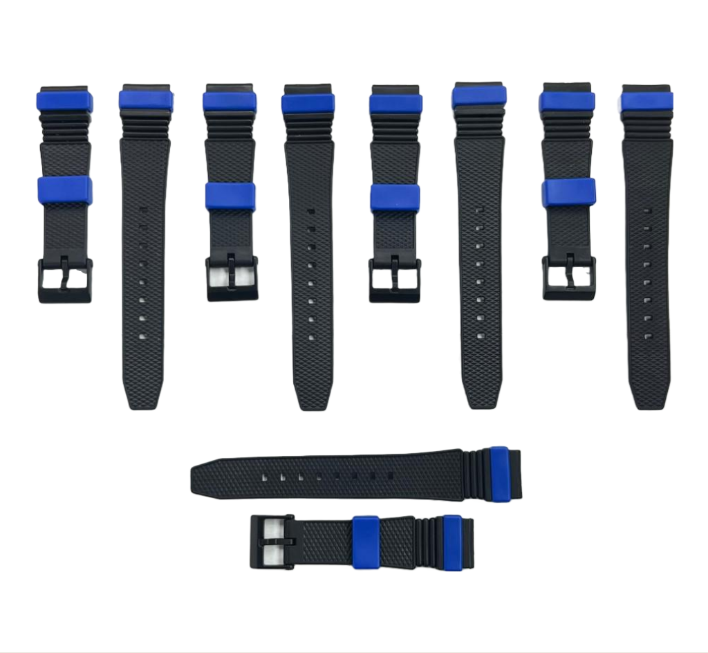 Water Resistant PVC Sport Watch Band Strap 15mm Fits Timex, Casio and others
