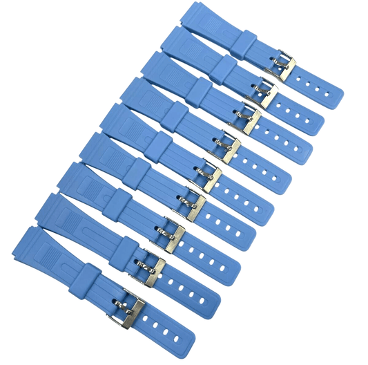 Lot Of 10,19MM PVC Plastic sky blue Watch Band Replacement for CASIO & Others - Universal Jewelers & Watch Tools Inc.