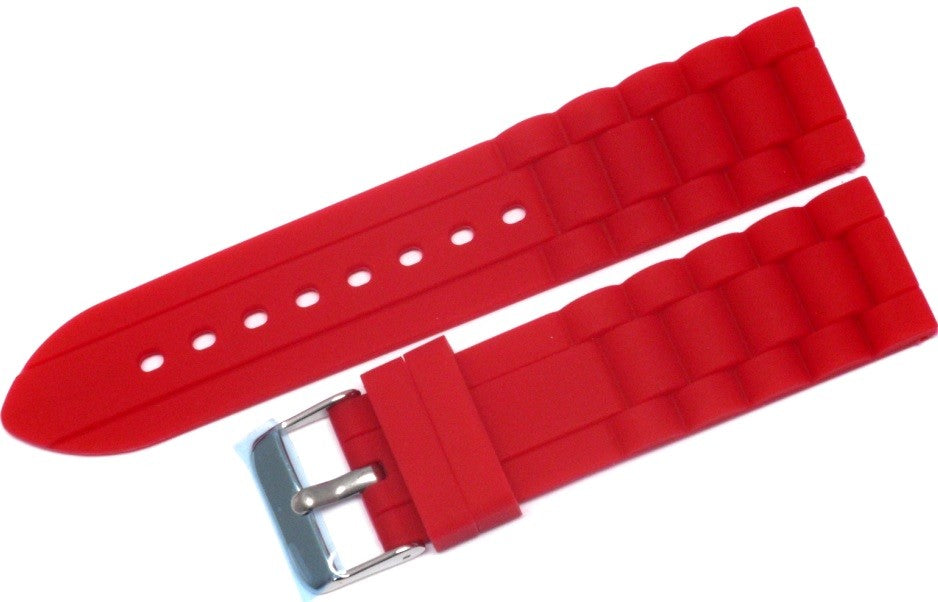 24 MM Soft Silicone Red Sports Watch Band Replacement for Men and Women