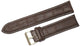 18 MM Extra Long Dark Brown Genuine Leather White Stitched Alligator Watch Strap