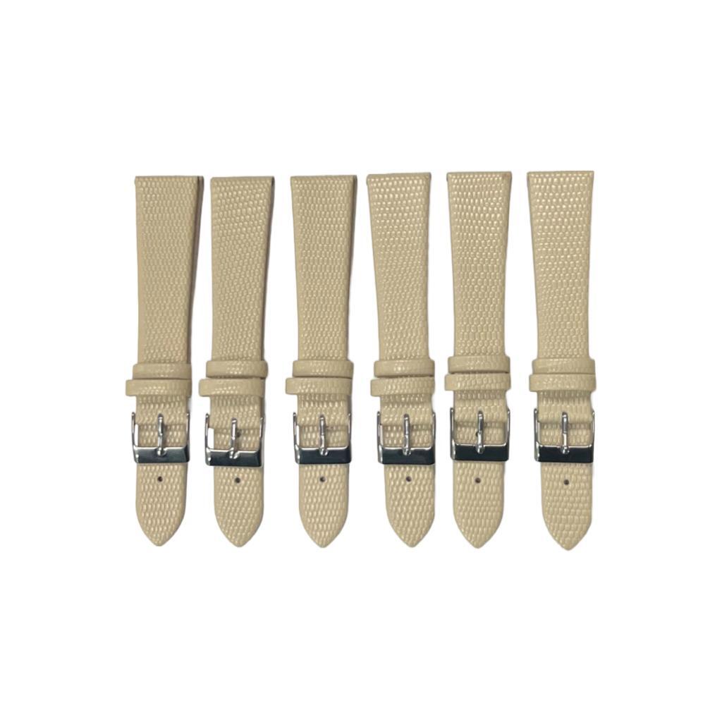 Best Quality Watch Bands Genuine Leather Lizard Grain Flat Beige Color 12- 24mm