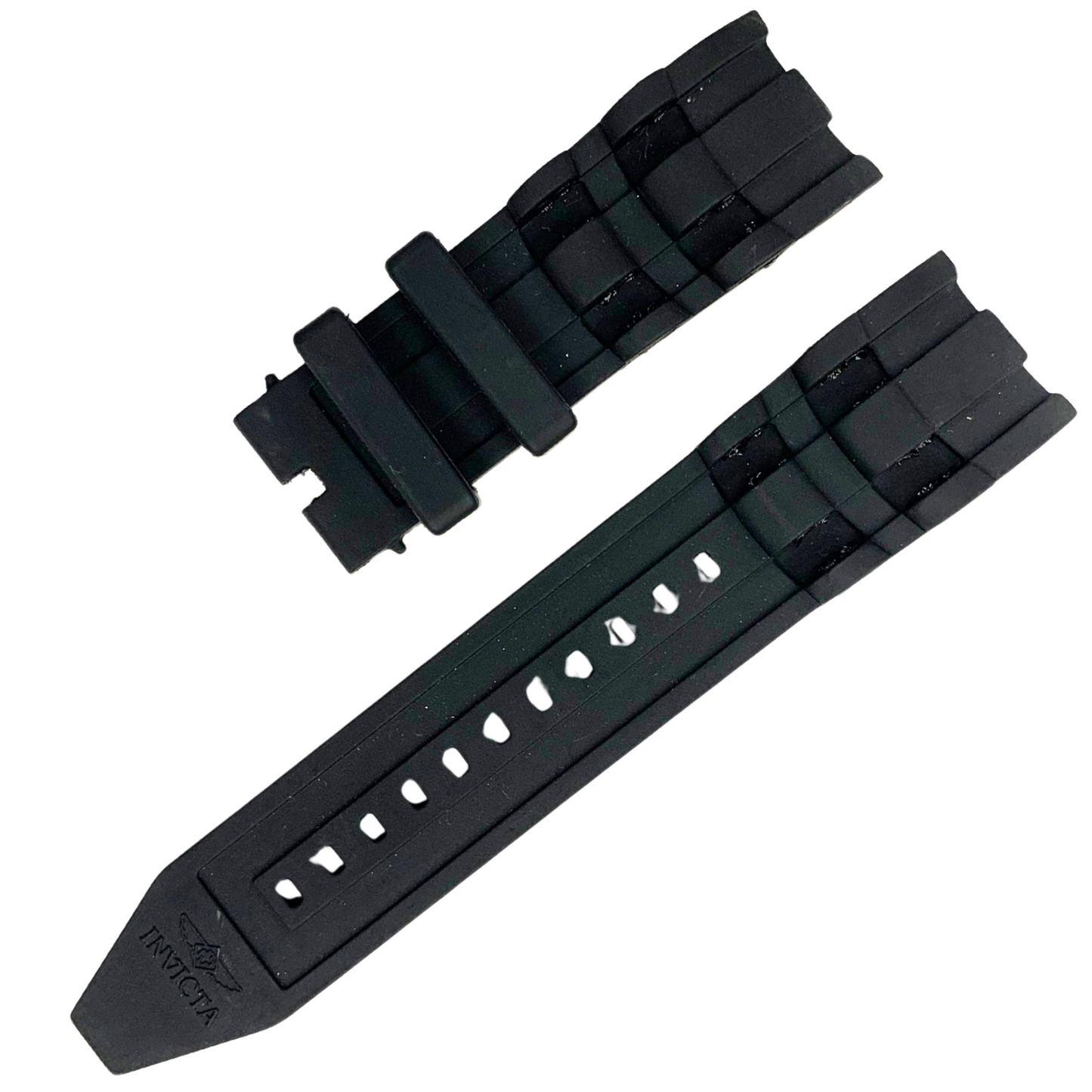 Invicta Style - Black Rubber Watch Band Strap - 26mm Wide 24mm Lug -