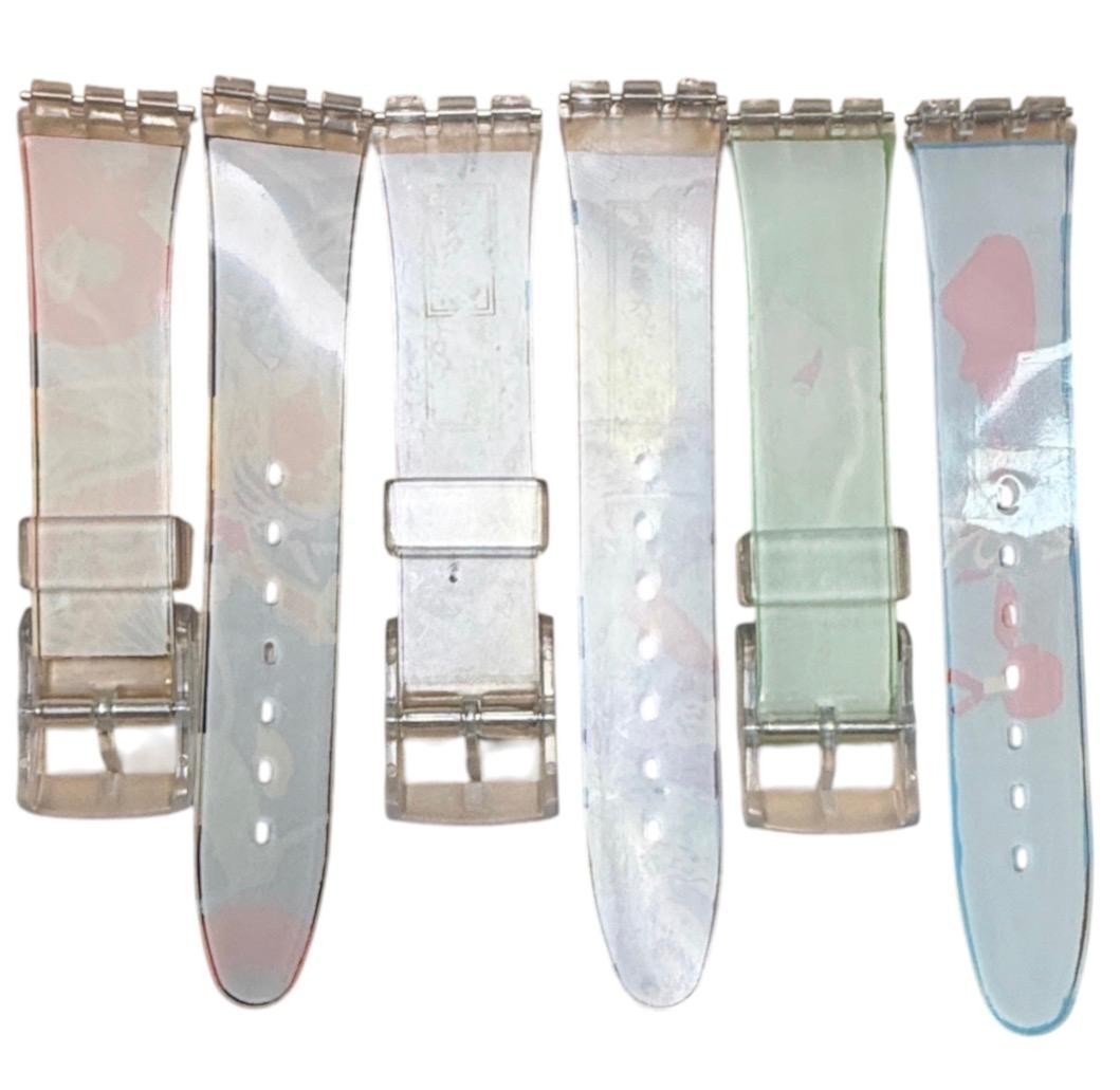 SET OF 3 17MM Plastic PVC Watch Band Flat Clear White with Pins