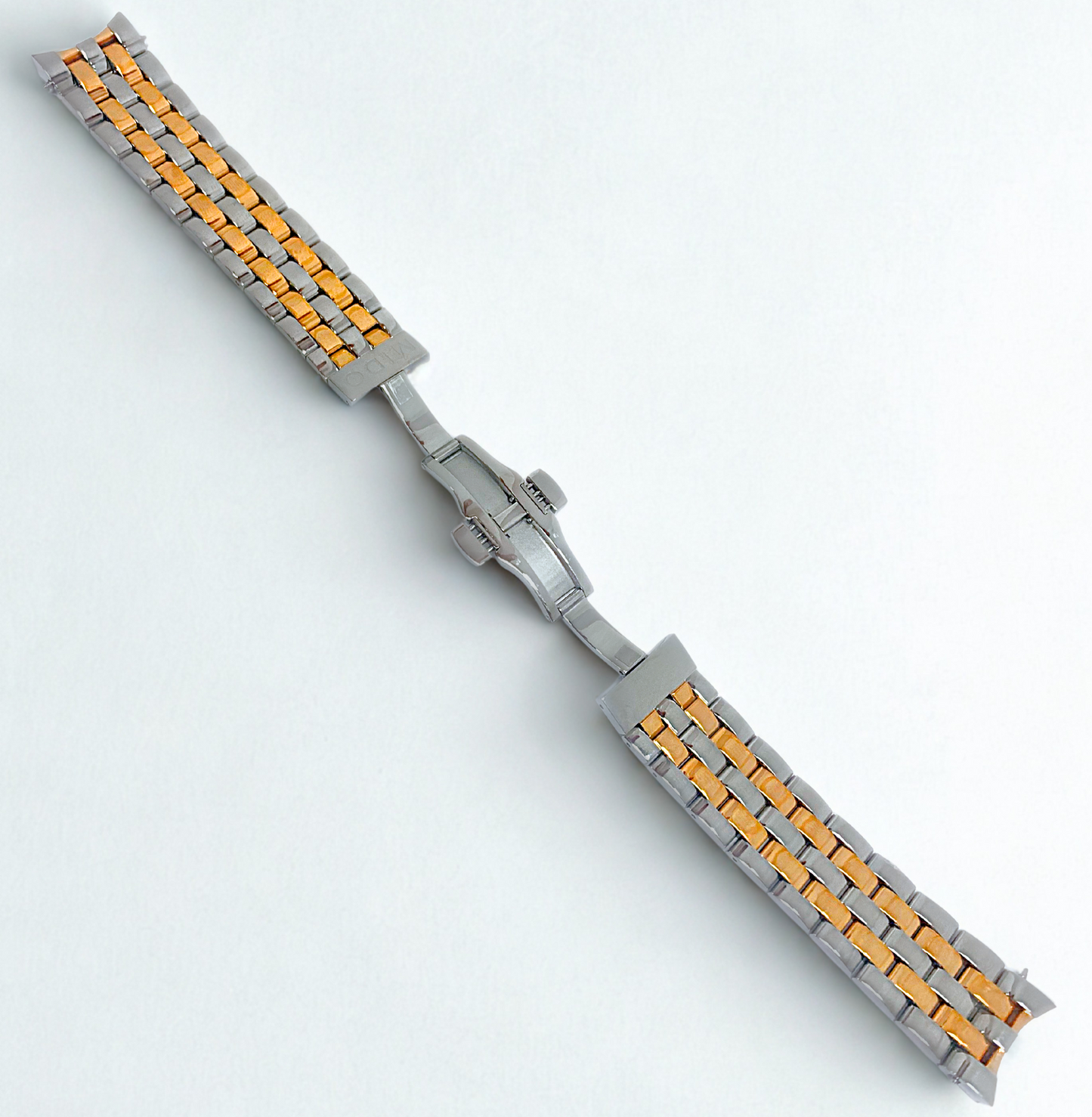 Two-Tone Stainless Steel Watch Band - 20mm Bracelet w/ Curved End Links for Mido