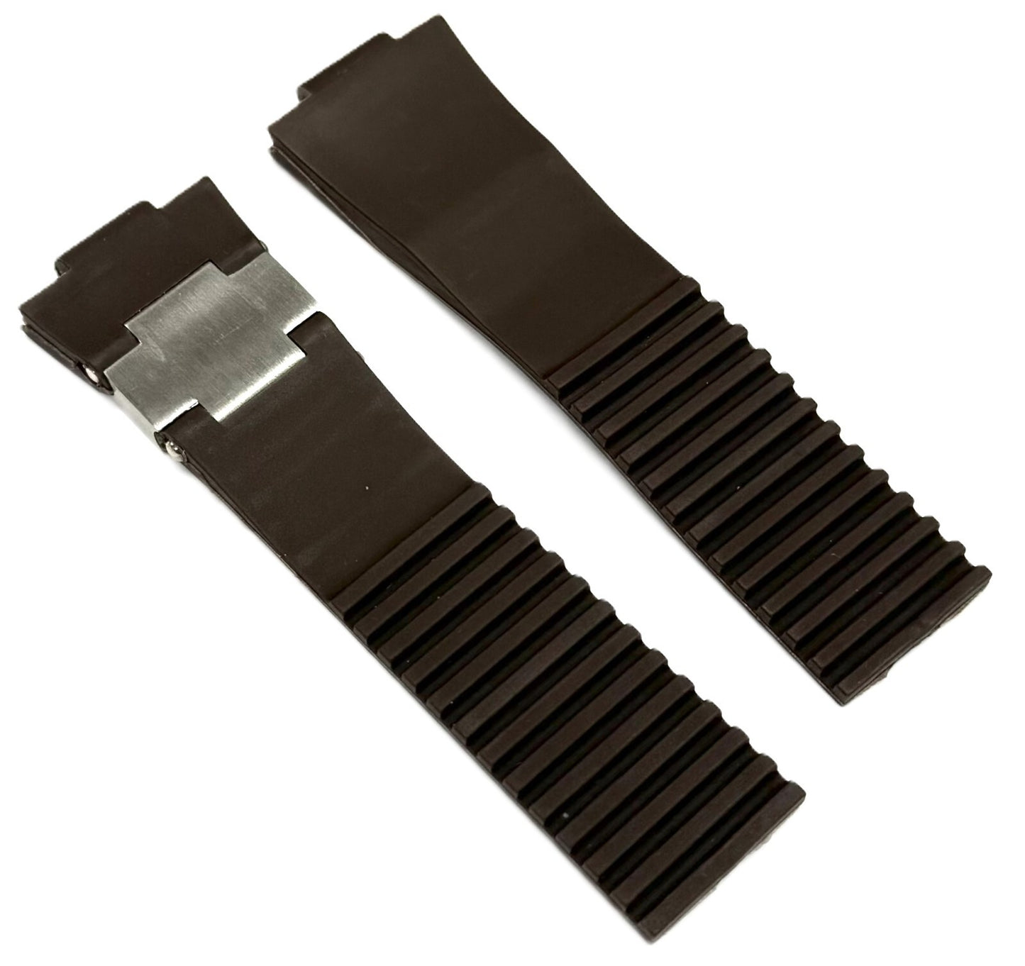 12x25x20 mm Brown Rubber Watch Band for ULYSSE NARDIN Watches with metal pcs