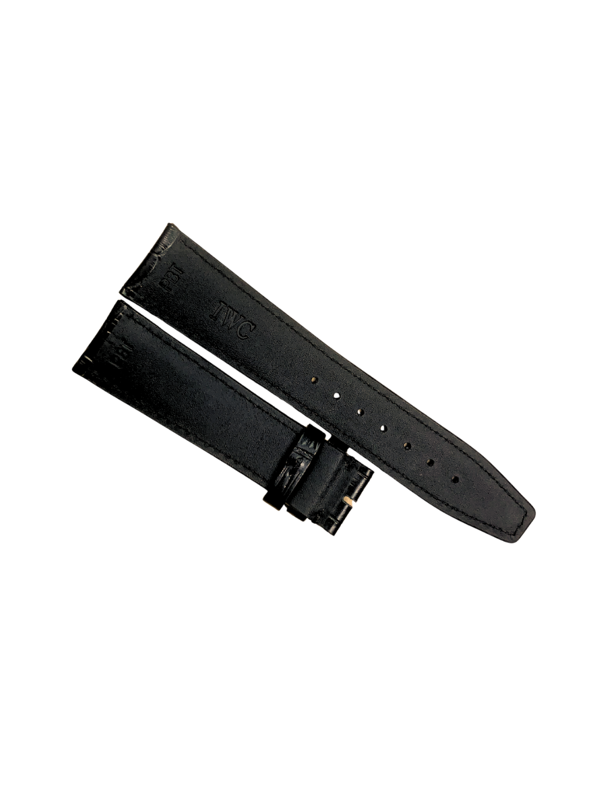 IWC Style Black Leather Watch Band – Crocodile Pattern Strap | Multiple Sizes