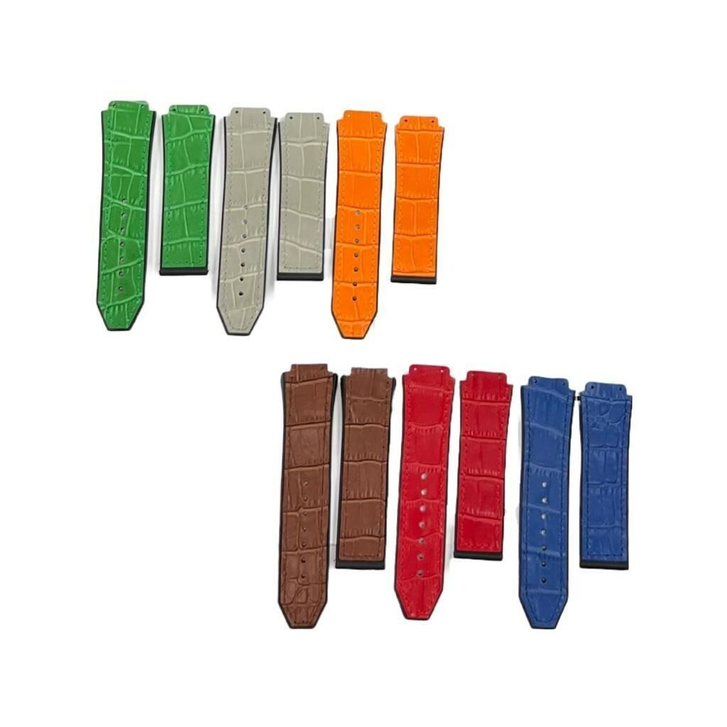 19X22MM MULTICOLORS WATCH BANDS ALLIGATOR GRAIN LEATHER RUBBER FITS FOR HUBLOT - Universal Jewelers & Watch Tools Inc.