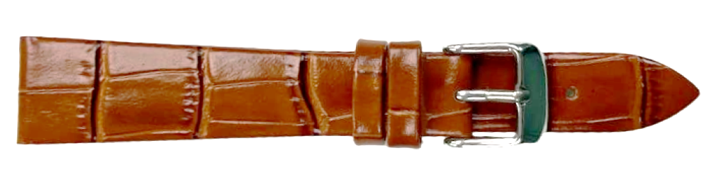 1PC Tawny Brown Leather Flat Unstitched Alligator Grain Watch Band Size 18MM