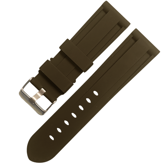 Panerai-Style 26mm Silicone Watch Band - Brown |Comfortable & Durable