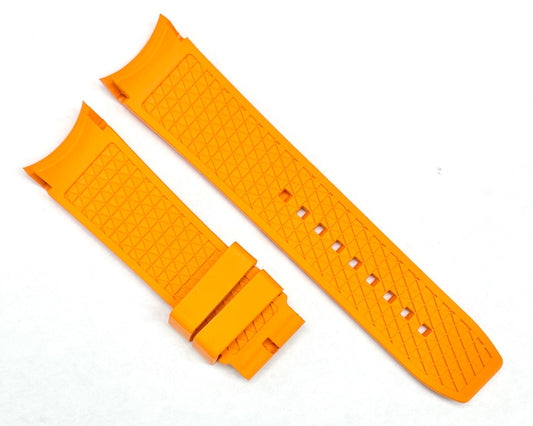 18-24mm, High Quality FKM Fluorine Rubber Orange Watch Band