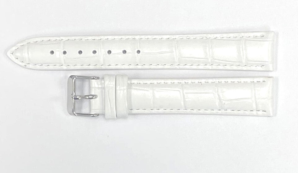 Lot of 6 Watch Band Genuine Leather Alligator White(PADDED) 16,18,20,22,24mm XXL