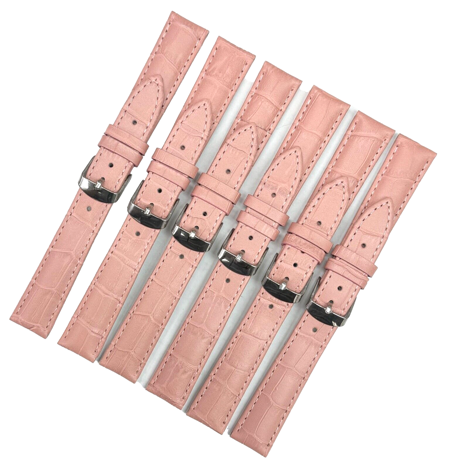 18 MM Pink Genuine Leather Alligator Grains Watch Band (lot of 6) (Good Quality)