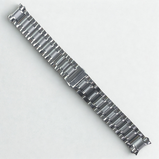 Silver Stainless Steel Watch Band - 18mm Bracelet w/ Curved End Links for Mido