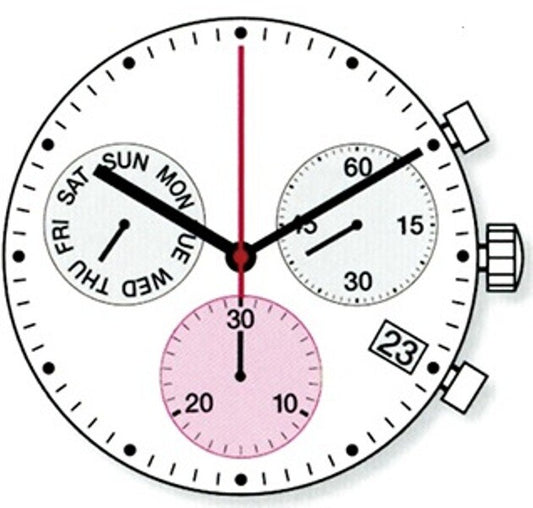 Watch Movement Ronda Chrono 3 Eye Quartz Z60 Overall Height 6.8mm