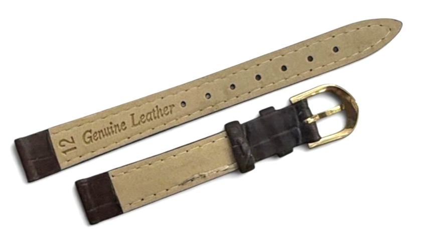 12MM BROWN color Genuine Leather Alligator CROCO Grain Watch Band Strap