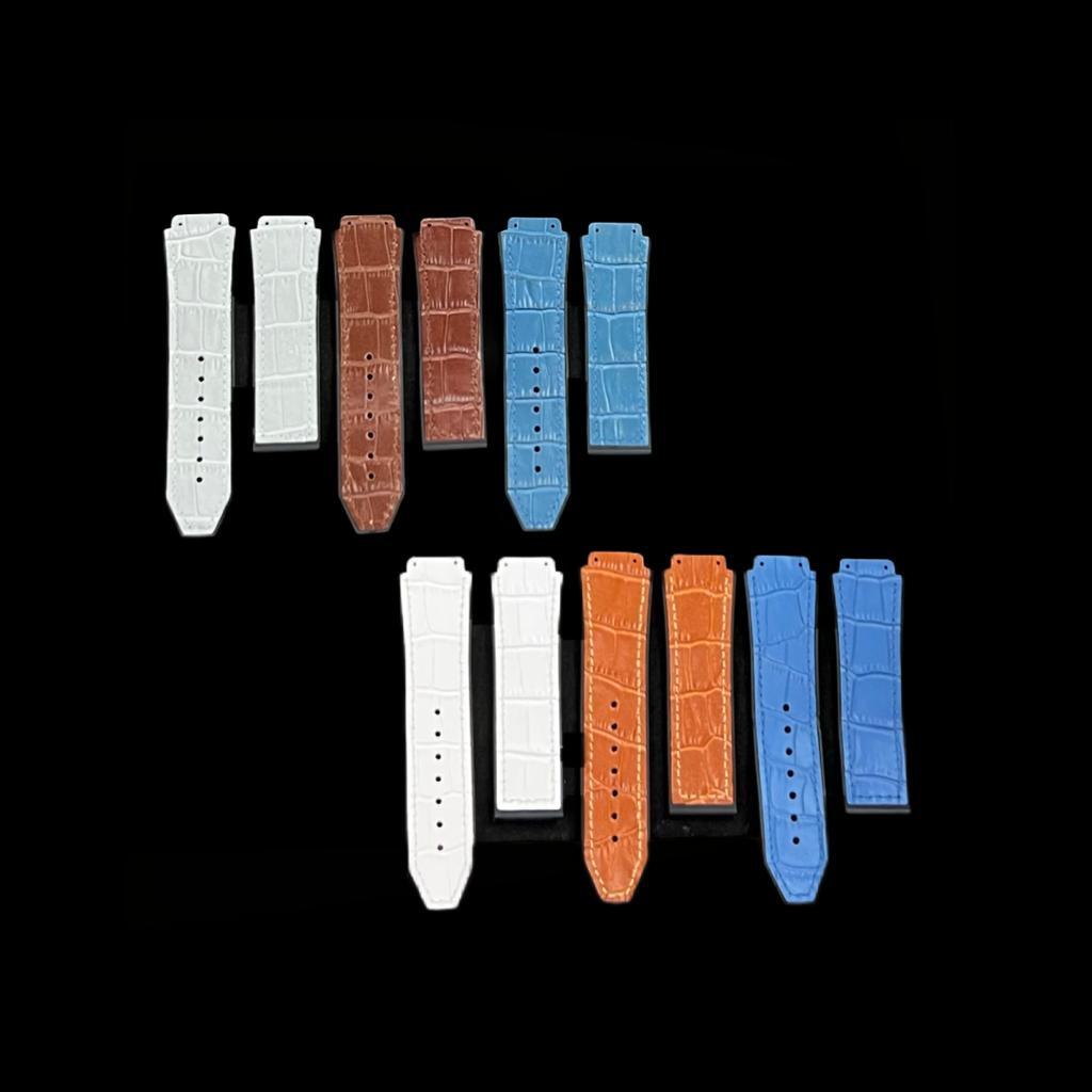 19X22MM MULTICOLORS WATCH BANDS ALLIGATOR GRAIN LEATHER RUBBER FITS FOR HUBLOT - Universal Jewelers & Watch Tools Inc.