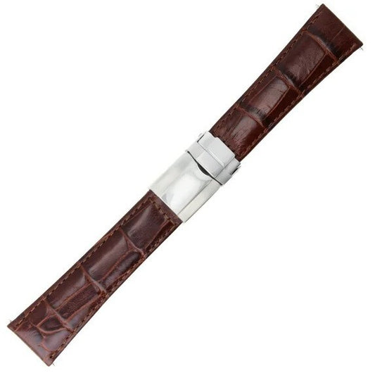 High-Quality Brown Leather Watch Band – 20mm for Rolex Watches | Steel Clasp