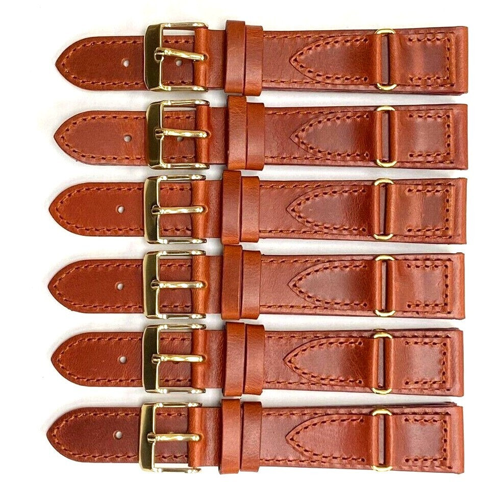 Watch Band Genuine Leather Plain With Stiches Of TAN Color Of Size 16,18,20mm