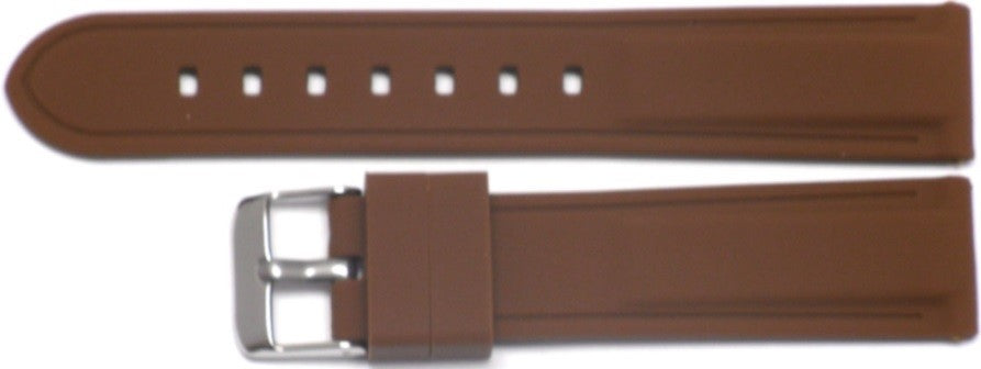 20 MM Brown color Silicone watch band silver buckle with spring bar