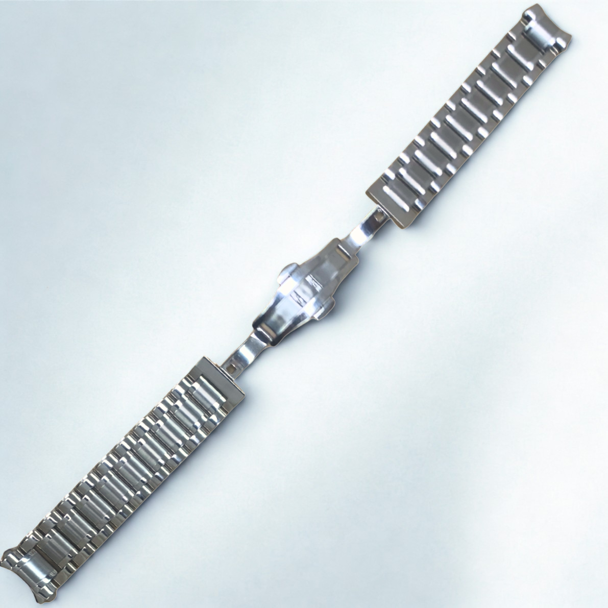 Silver Stainless Steel Watch Band - 18mm Bracelet w/ Curved End Links for Mido