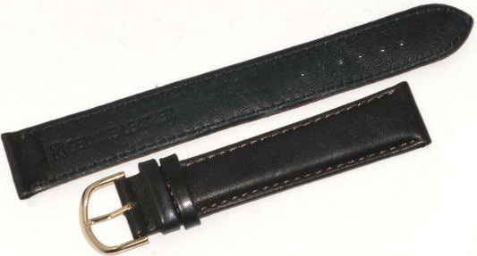 Watch Band Dark Brown Genuine Leather Plain Padded, Stitched 20 MM Extra Long