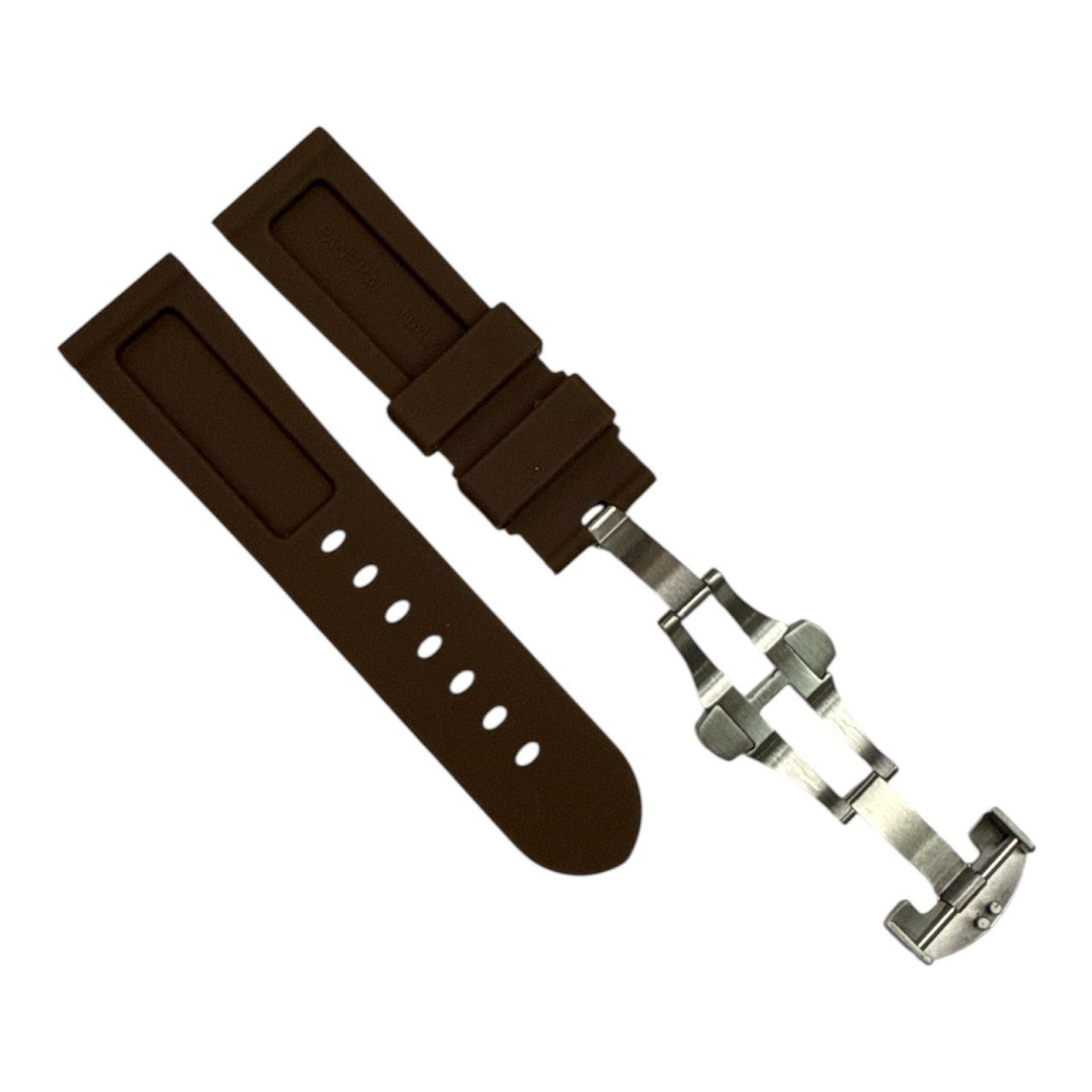 New Watch Band 24mm/22mm Rubber Strap Brown Color for PANERAI OFFICIAL