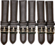 18 MM Dark Brown Genuine Leather Plain Padded Watch Band, Lot of 6 Bands