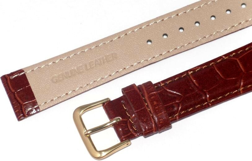 Watch Band Genuine Leather Brown Alligator Grain,Padded,12mm (A1 Quality)