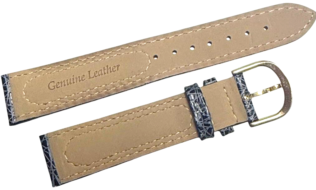 Designer Blue Color w/white stich Watch Band padded genuine Leather 18mm