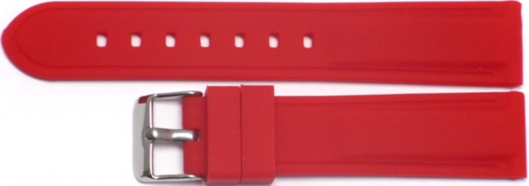 18MM Red color Silicone watch band silver buckle with free spring bars