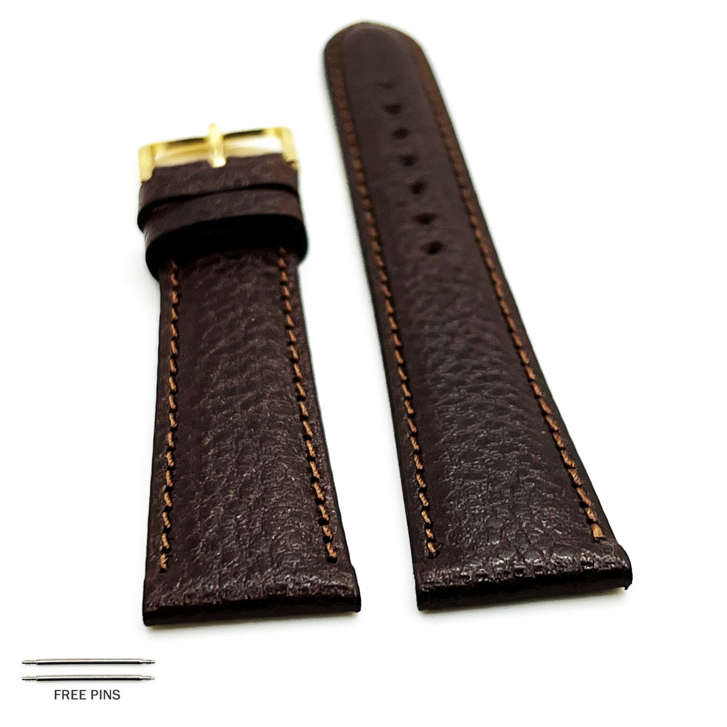 WATCH BAND BROWN GENUINE LEATHER 20MM
