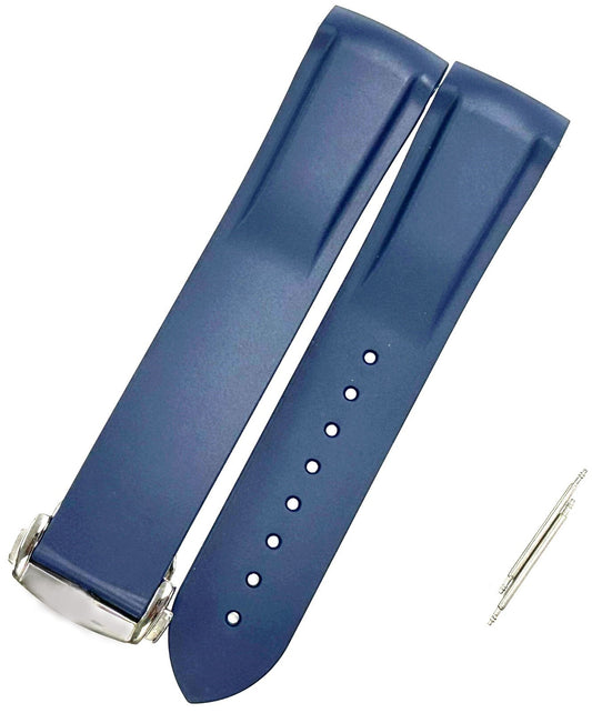 20-22mm Curved End Rubber Diver Strap Band For Omega Seamaster Planet with Clasp