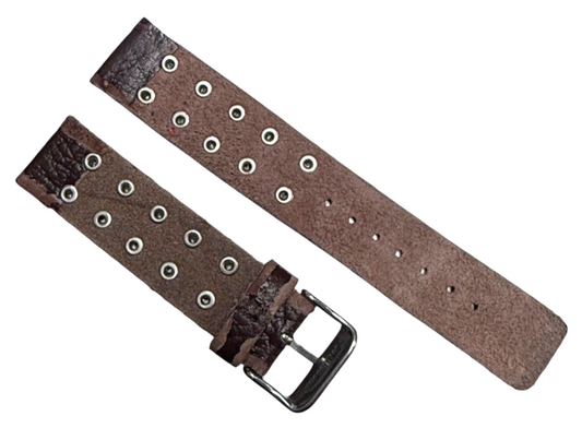 Vintage Biker Stud Leather Watch Band Faded Burgundy Color-20mm