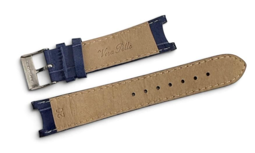 Watch Band Genuine Leather Alligator Grain Blue 20mm High Quality