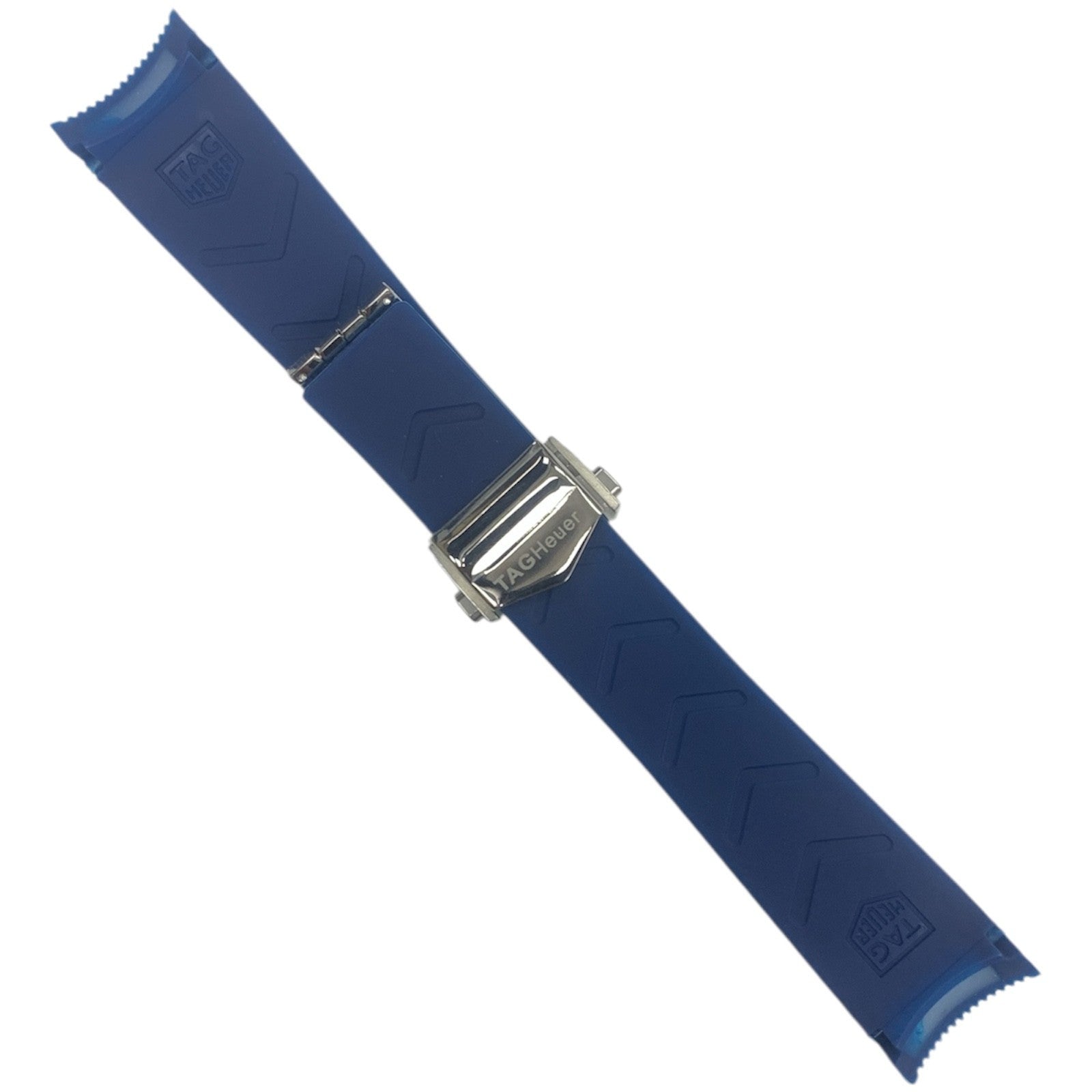 Black Rubber Watch Band Strap - 22mm Lug for TAG Heuer Aquaracer/Carrera Blue