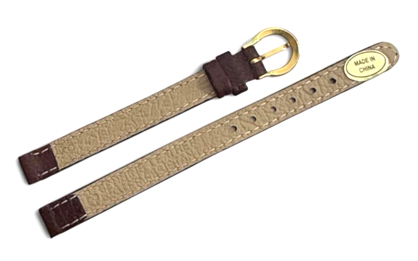 set of 3 Genuine Leather Band 8mm Flat Leather Watch Strap BURGUNDY/Gold Buckle