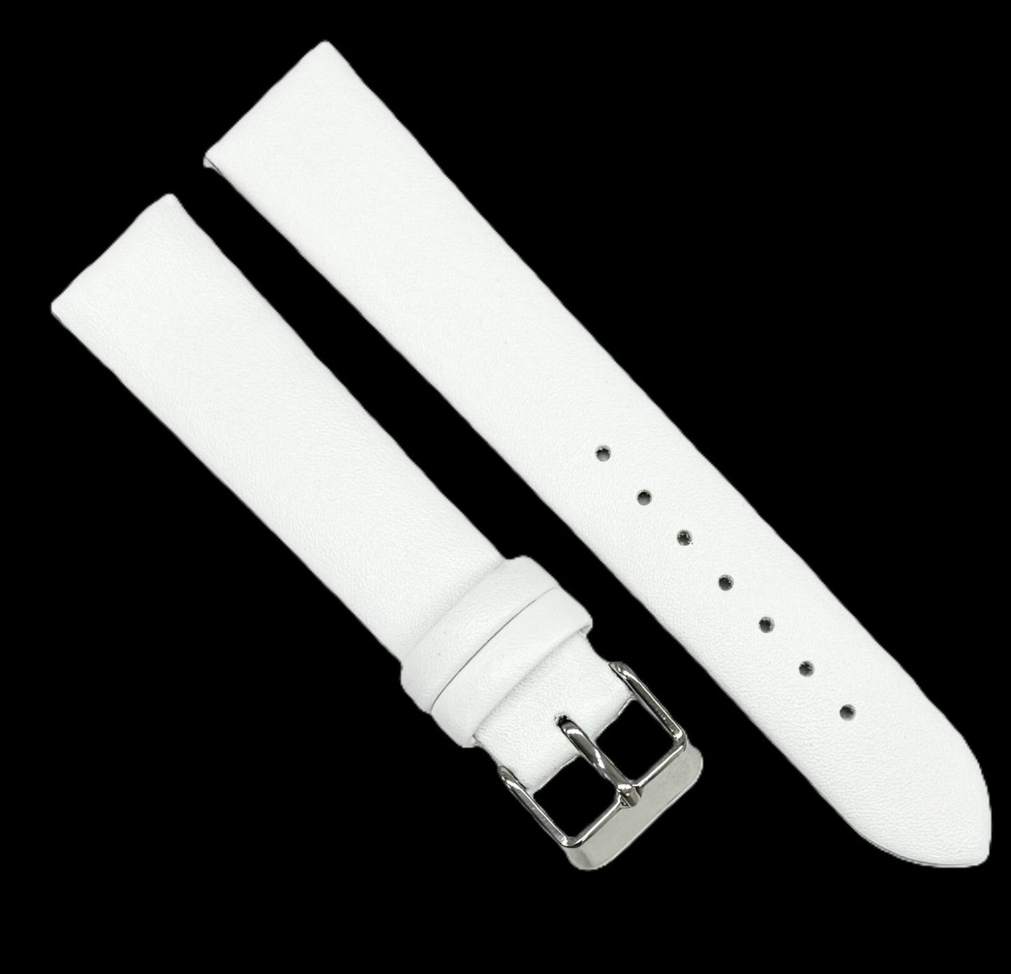 12-26mm Italian Genuine Leather Plain Classic White Watch Band with No Stitching