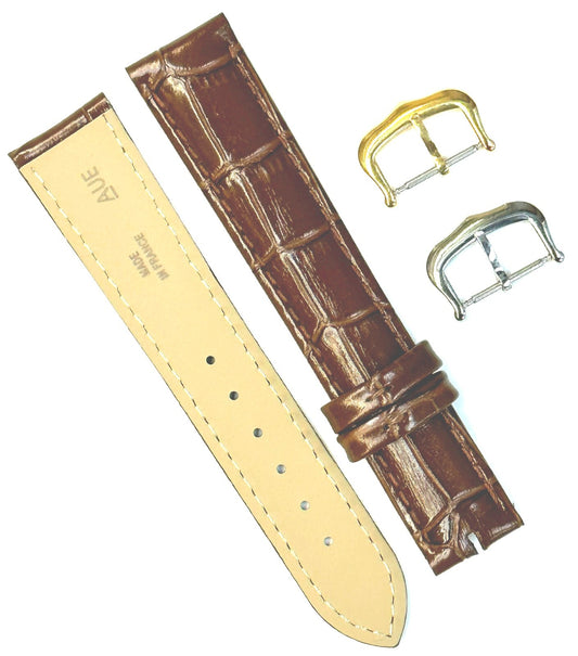Watch Band For Cartier Tank Antique Alligator Grain Size 18x16mm D.Brown Color