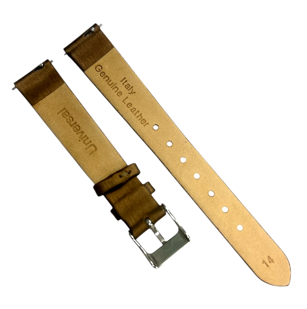 Satin Watch Bands w Quick Release pins Dark Brown(12mm, 14mm, 16mm, 18mm, 20mm)
