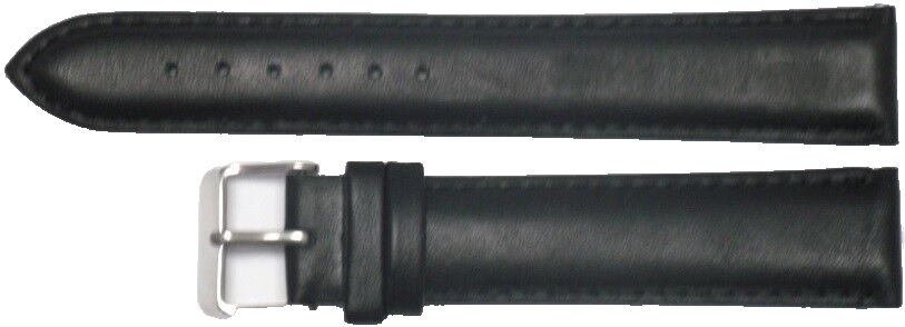 24MM Extra Long Plain Black Genuine Leather Padded Watch Band
