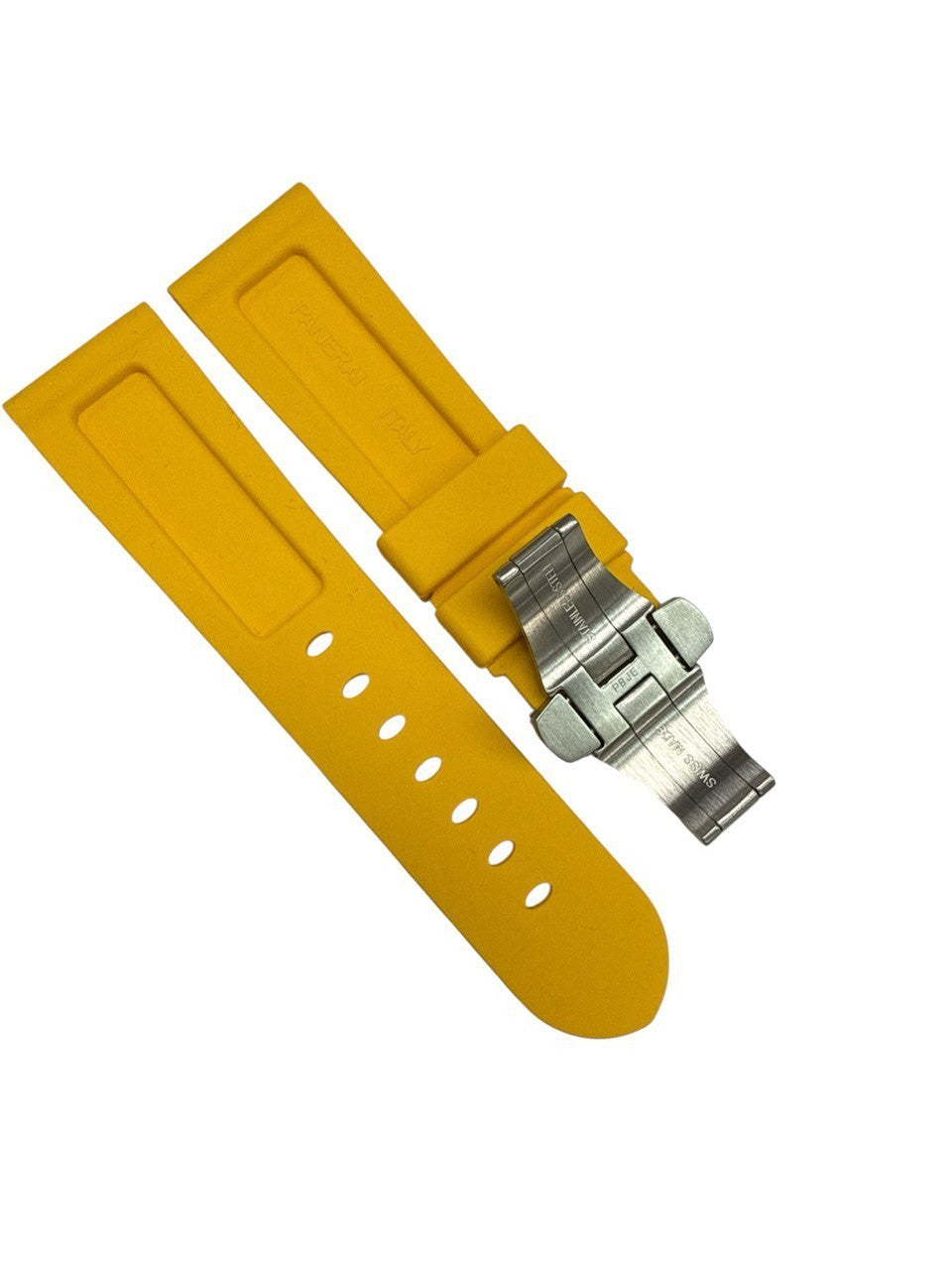 New Rubber Watch Band 24/22mm - Yellow Color for PANERAI w/ Deployment Clasp