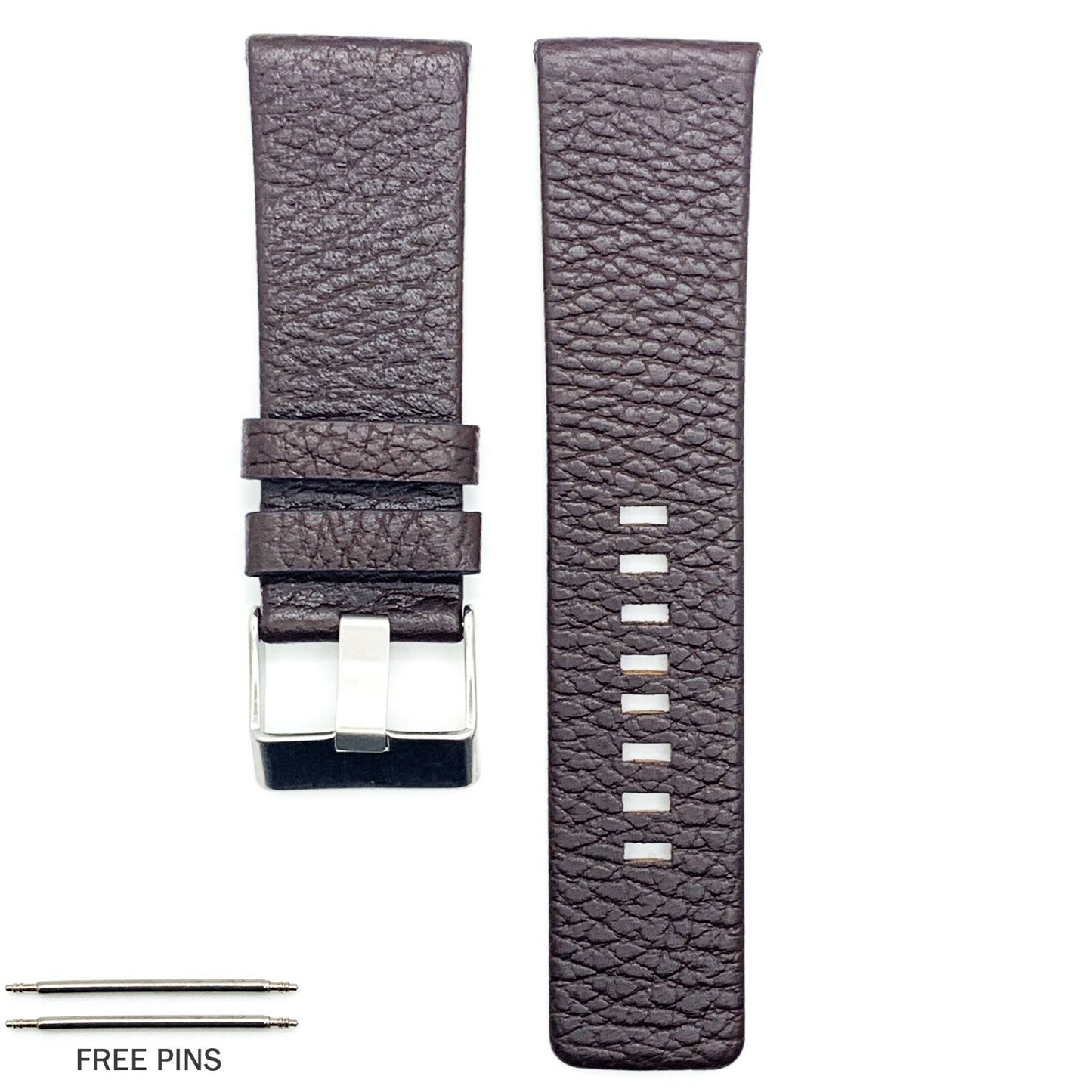 22 to 34 MM Genuine Leather Watch Band fits Diesel Watches Black and Brown Strap