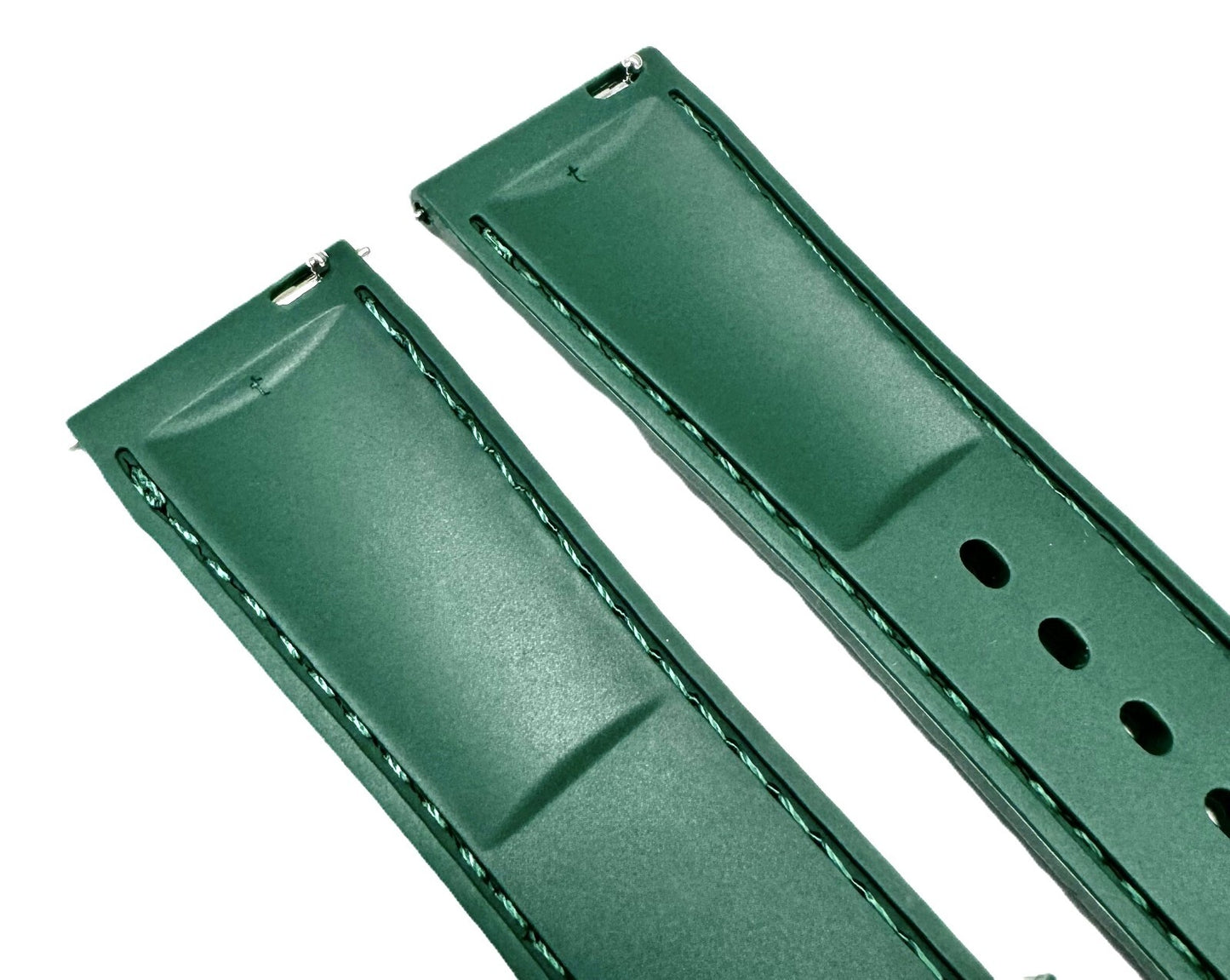 20mm,21 mm, New FKM Fluorine Rubber, Dark Green Watch Band with Alligator Grain