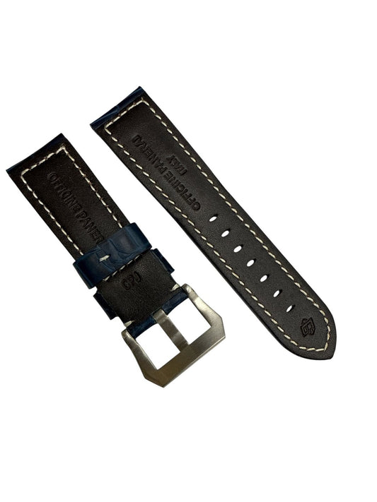 Watch Band Genuine Leather D.Blue Alligator Grain fit PANERAI 24mm (Thick,Heavy)