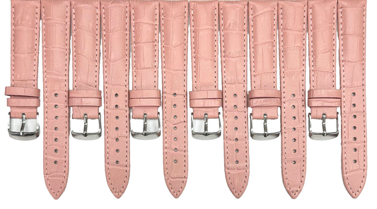 18 MM Pink Genuine Leather Alligator Grains Watch Band (lot of 6) (Good Quality)